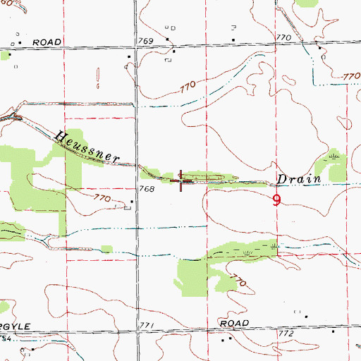 Topographic Map of Heussner Drain, MI