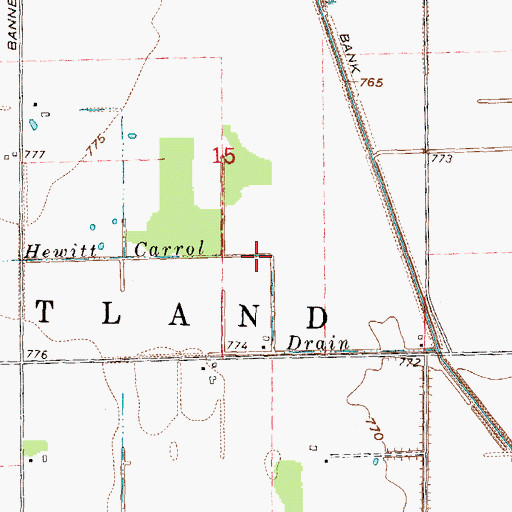 Topographic Map of Hewitt Carroll Drain, MI