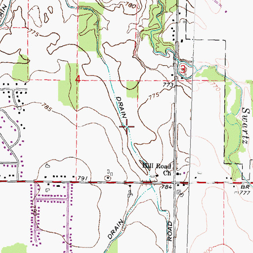 Topographic Map of Hewitt Drain, MI