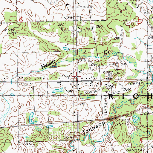 Topographic Map of Hewitt School, MI