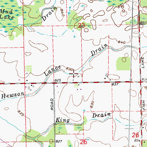Topographic Map of Hewson Lanoe Drain, MI