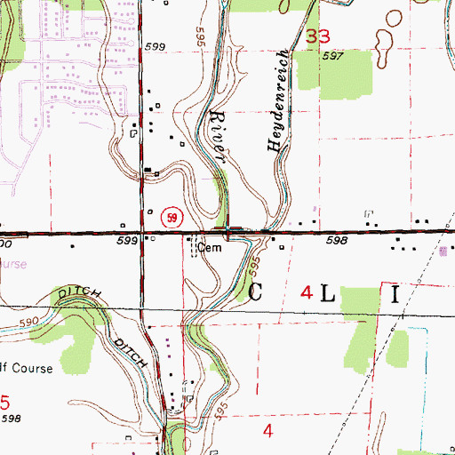 Topographic Map of Heydenreich Drain, MI