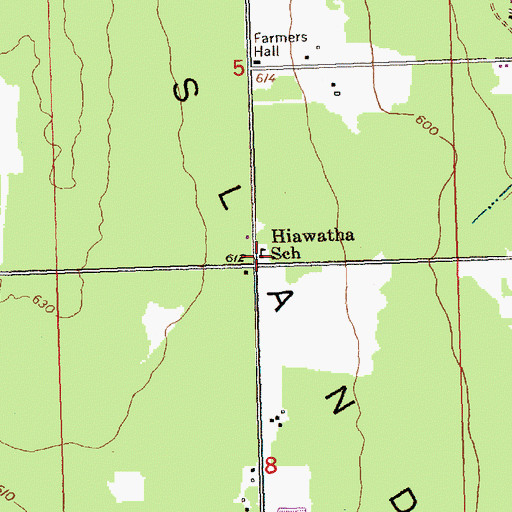 Topographic Map of Hiawatha School, MI