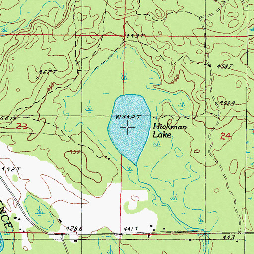 Topographic Map of Hickman Lake, MI