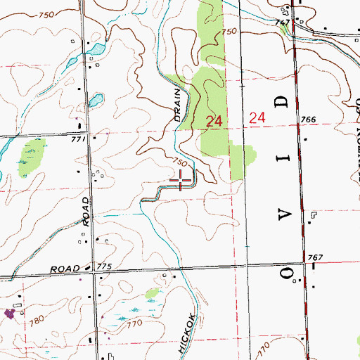 Topographic Map of Hickok Drain, MI
