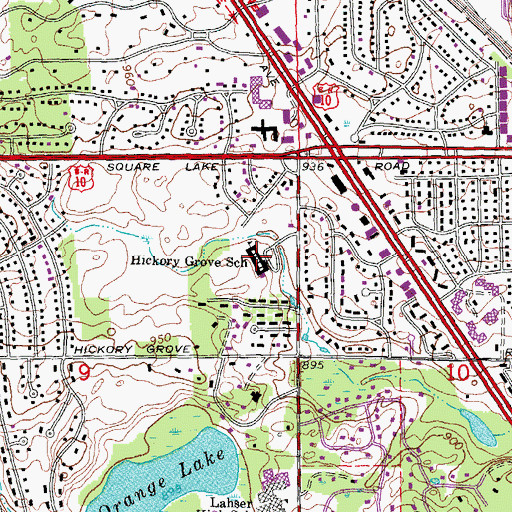 Topographic Map of Hickory Grove School, MI