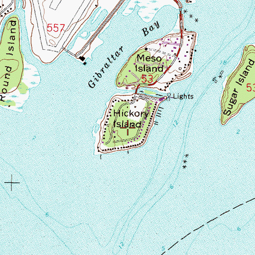 Topographic Map of Hickory Island, MI