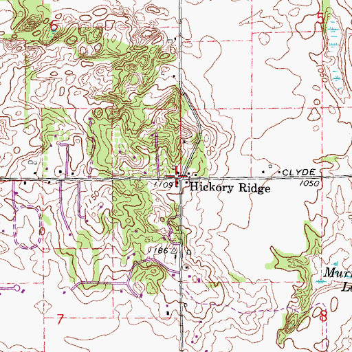 Topographic Map of Hickory Ridge, MI