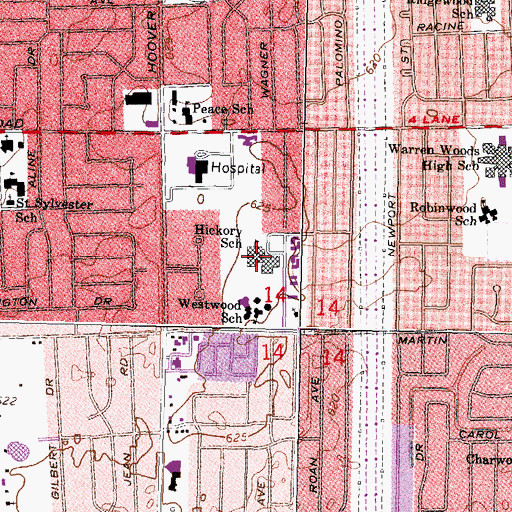 Topographic Map of Hickory School, MI