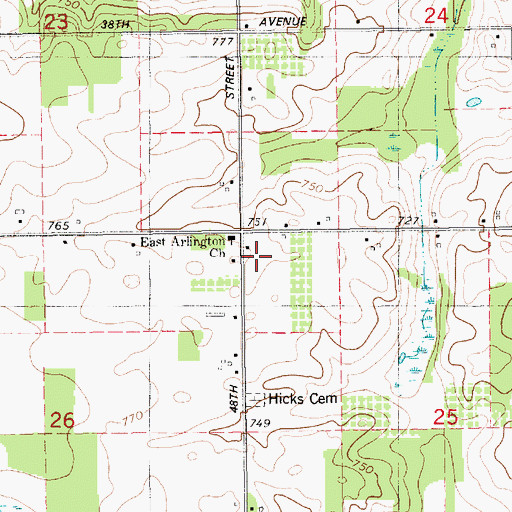 Topographic Map of Hicks School, MI
