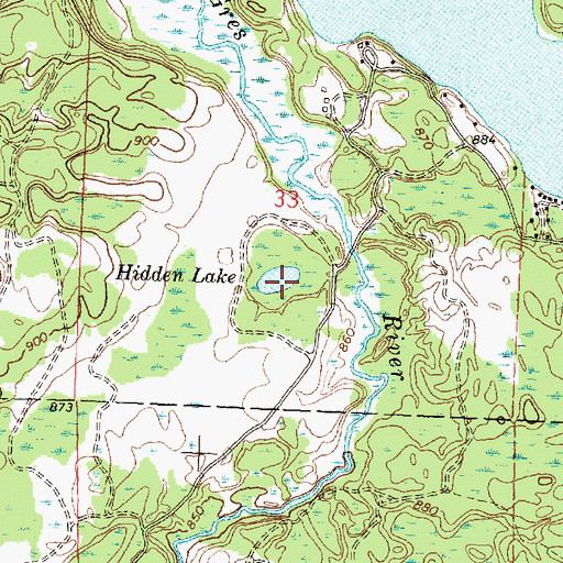 Topographic Map of Hidden Lake, MI