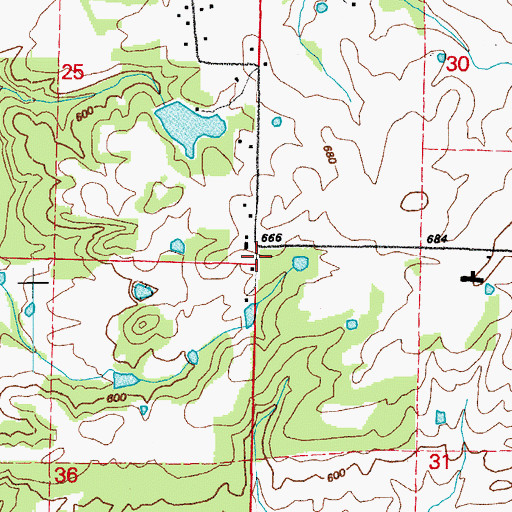 Topographic Map of Hendrickson School (historical), AR