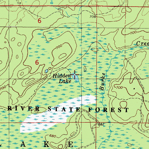 Topographic Map of Hidden Lake, MI