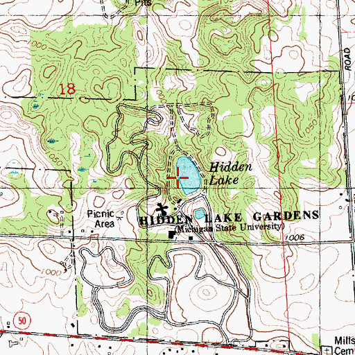 Topographic Map of Hidden Lake Park, MI