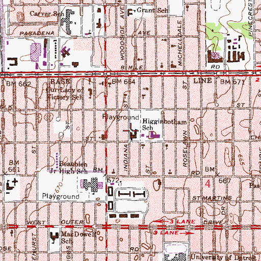 Topographic Map of Higginbotham School, MI