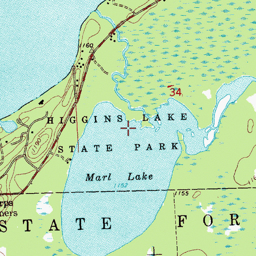Topographic Map of South Higgins Lake State Park, MI