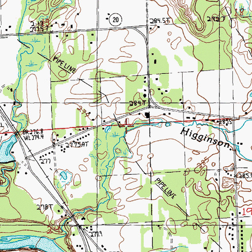 Topographic Map of Higginson Creek, MI