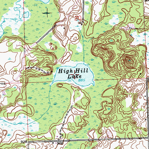 Topographic Map of High Hill Lake, MI