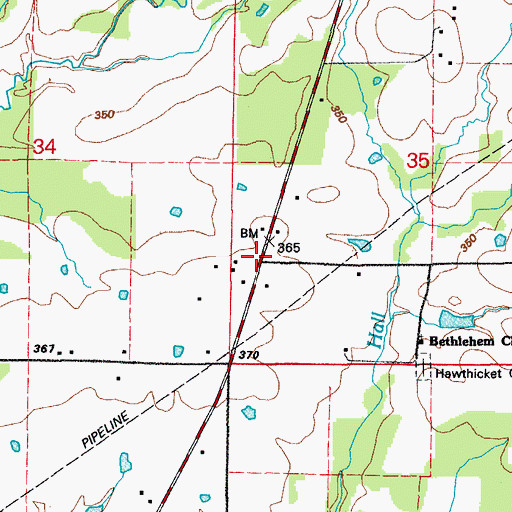 Topographic Map of Hawthicket (historical), AR