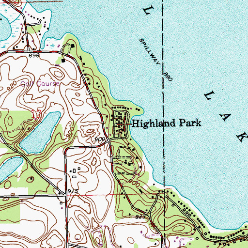 Topographic Map of Highland Park, MI