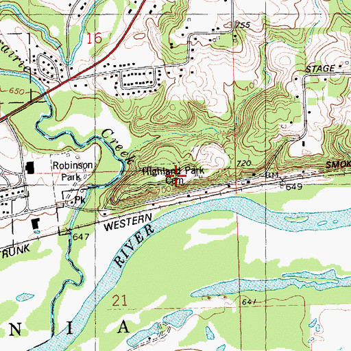 Topographic Map of Highland Park Cemetery, MI