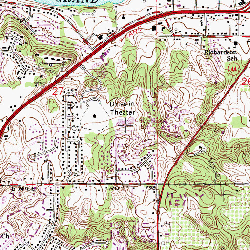 Topographic Map of Highland School, MI