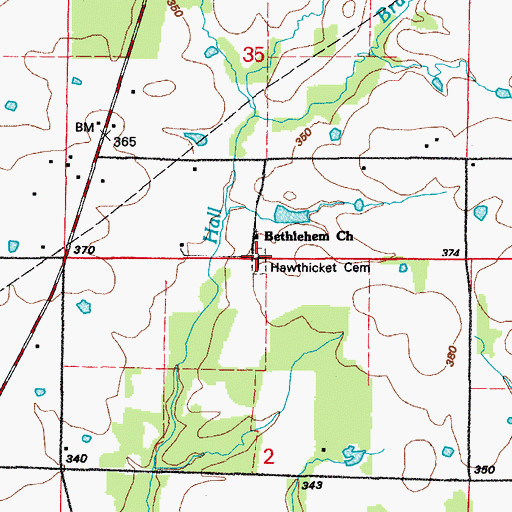 Topographic Map of Hawthicket Cemetery, AR