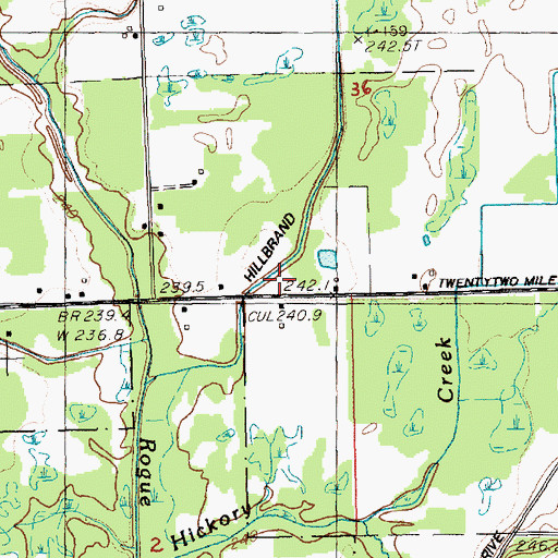 Topographic Map of Hilbrand Drain, MI