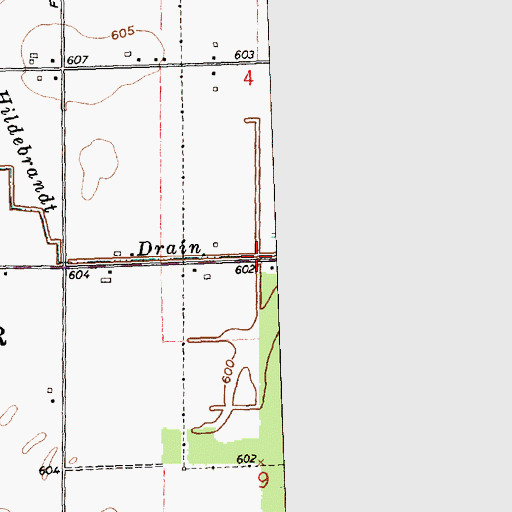 Topographic Map of Hildebrandt Drain, MI