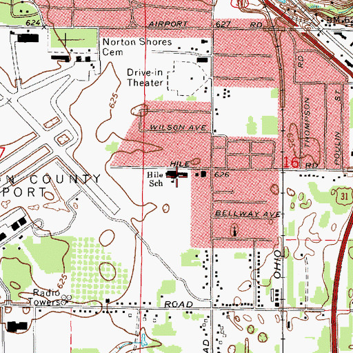 Topographic Map of Hile School, MI