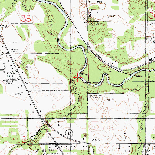 Topographic Map of Hill Creek, MI
