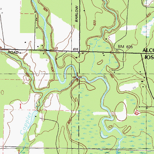 Topographic Map of Hill Creek, MI