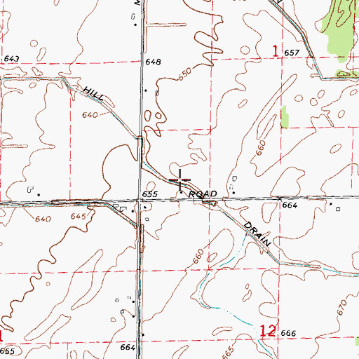 Topographic Map of Hill Drain, MI