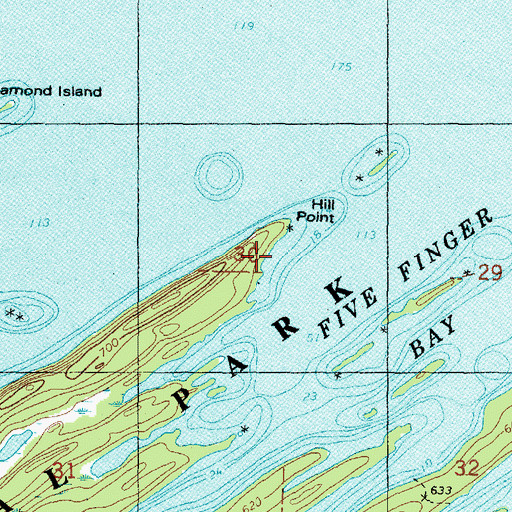 Topographic Map of Hill Point, MI