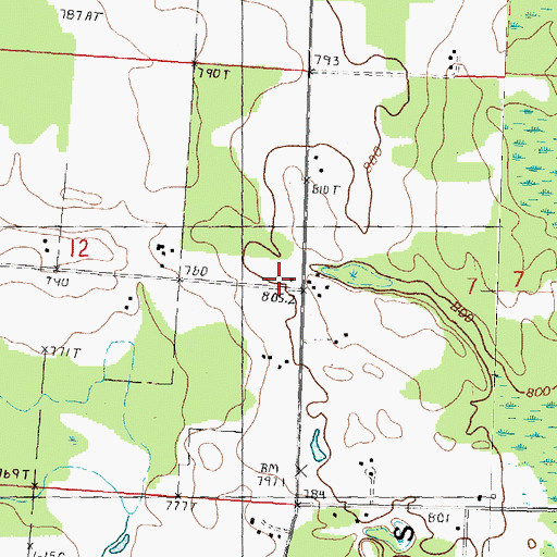 Topographic Map of Hill School, MI
