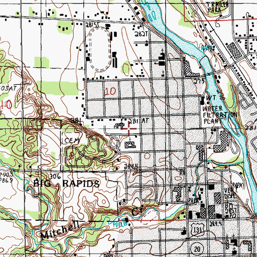 Topographic Map of Hillcrest School, MI