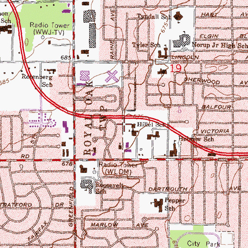 Topographic Map of Hillel School, MI