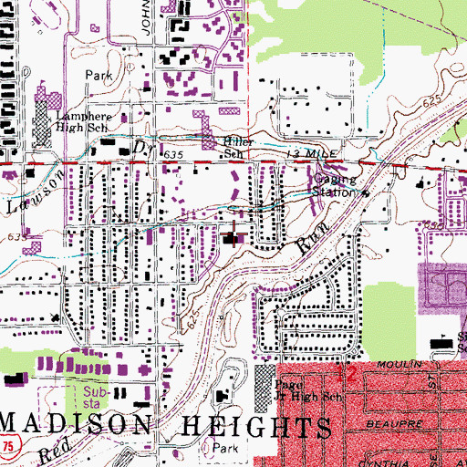 Topographic Map of Hiller Elementary School, MI