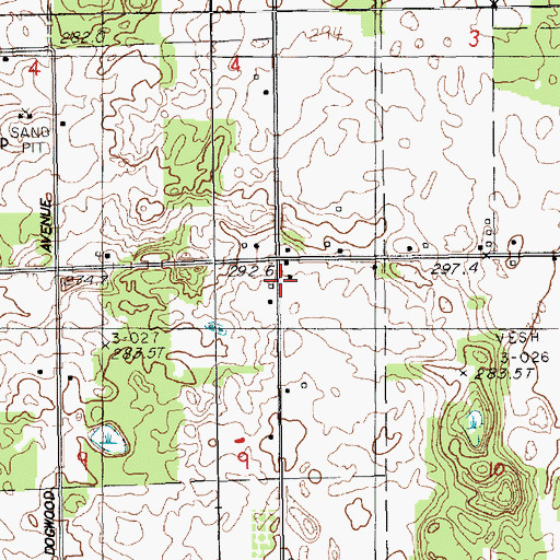 Topographic Map of Hillman School, MI