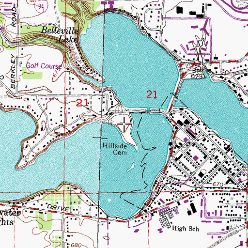 Topographic Map of Hillside Cemetery, MI
