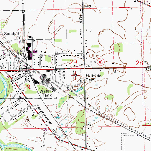 Topographic Map of Hillside Cemetery, MI