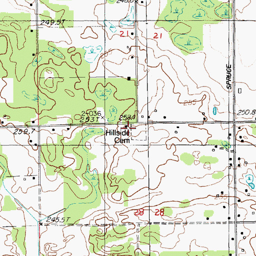 Topographic Map of Hillside Cemetery, MI