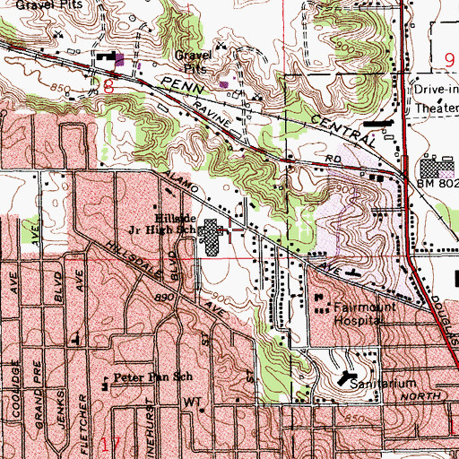 Topographic Map of Hillside Junior High School, MI