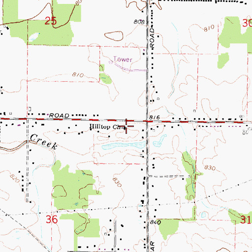 Topographic Map of Hilltop Church, MI