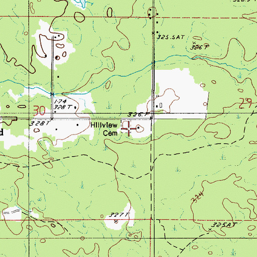 Topographic Map of Hillview Cemetery, MI