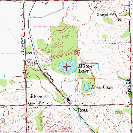 Topographic Map of Hilton Lake, MI