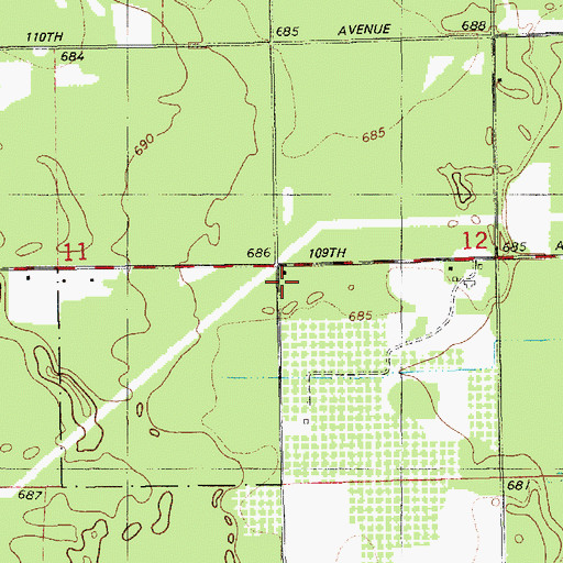 Topographic Map of Hilton School, MI
