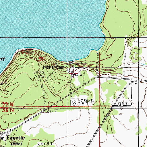 Topographic Map of Hinks Cemetery, MI