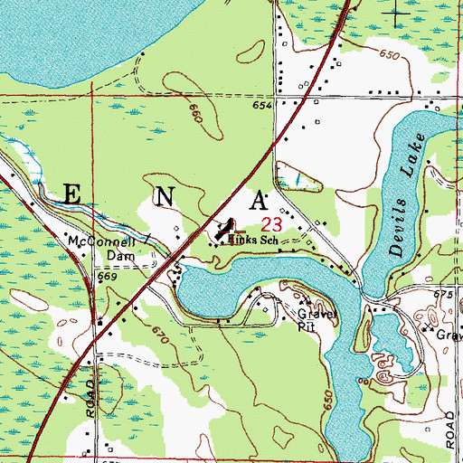 Topographic Map of Hinks School, MI