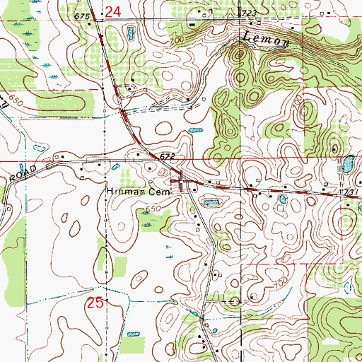 Topographic Map of Hinman Cemetery, MI